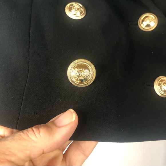 Forever 21 Women’s Jacket Black Crepe Double Breasted Military Cropped - Picture 6 of 8